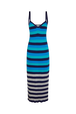 Long striped dress Blue/silver stripe front view