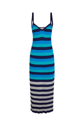 Robe longue rayée Rayures bleu/silver vue de face