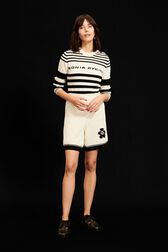 Short coton tricoté finitions contrastantes femme Ecru vue de détail 2