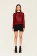Sweater Big Poor Boy rayé femme Raye noir/rouge vue portée de face