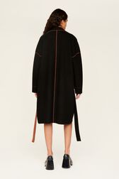 Manteau double face laine femme Noir vue portée de dos