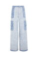 Pantalon cargo en denim zèbre Bleu vue de face