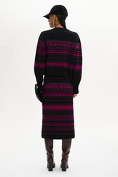 Midi Wrap Skirt Fuchsia back worn view