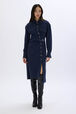 Cotton flannel shirt dress Blue front worn view