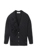 Cardigan laine fleur en relief femme Noir vue de face