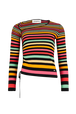 Pull rayé col asymétrique à manches longues Multico raye vue de face