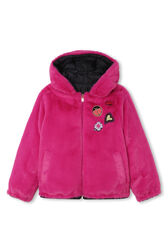 Manteau réversible à capuche Fuchsia vue de face