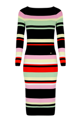 Women Multicolor Striped Maxi Dress Black front view