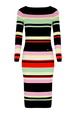 Robe longue rayée multicolore femme Noir vue de face