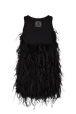 Short dress in jersey and feathers Black back view