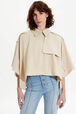Women Gabardine Cropped Cape Beige details view 1