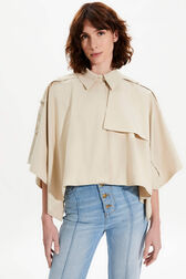 Cape crop gabardine femme Beige vue de détail 1