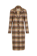 Manteau motif tartan en laine brossé Carreaux écru/lilas vue de face