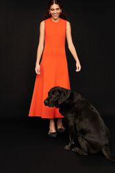 Robe longue bicolore femme Orange vue de détail 3