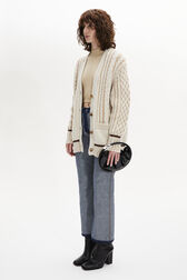 Long-Sleeved V-Neck Cardigan Ecru details view 1