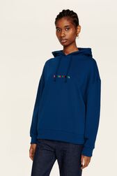 Sweat à capuche multicolore signature femme Bleu de prusse vue de détail 2