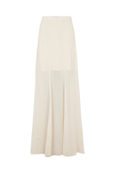 Long chiffon skirt Nude front view