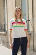 Knitted Short Sleeve Sweater White front worn view