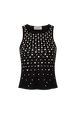 Tank top in jersey with studs Black front view