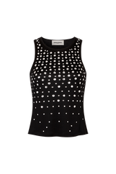 Top débardeur en jersey à studs Noir vue de face