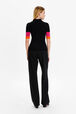 Polo viscose côtelé femme Noir vue portée de dos