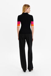 Polo viscose côtelé femme Noir vue portée de dos