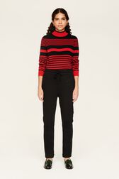 Women Cotton Jersey Jogging Black front worn view