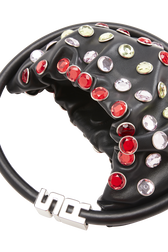 Mini Domino bag in leather and rhinestones Black details view 2