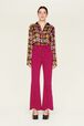 Jean flare taille haute fuchsia femme Fuchsia vue portée de face