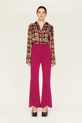 Jean flare taille haute fuchsia femme Fuchsia vue portée de face