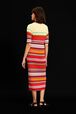 Women Colorblock Short Sleeve Long Dress Red back worn view