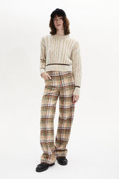 Long-Sleeved Crew-Neck Jumper Ecru front worn view