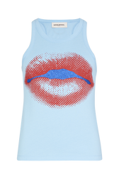 Tank top in cotton jersey Sky front view