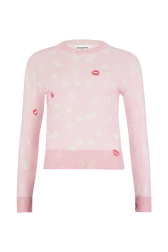 Long-sleeved crew-neck sweater Doll pink front view