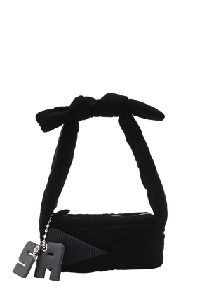 Baguette Demi-Pull velvet bag Black front view