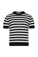Sweater manches courtes Poor Boy rayé femme Raye noir/blanc vue de face