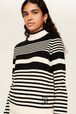 Pull col montant rayé femme Raye noir/blanc vue de détail 3