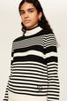 Women Iconic Bicolor Striped Sweater Black/white details view 3