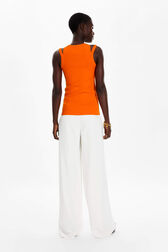 Women Knit Tank Top Coral back worn view