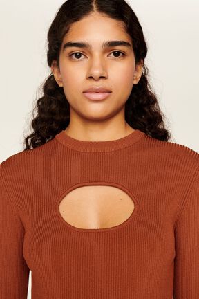 Top goutte uni femme Camel vue de détail 3