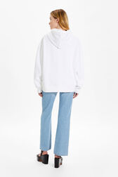 Women Signature Multicolor Oversized Hoodie White back worn view