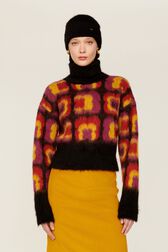 Pull col roulé jacquard Mai 68 femme Multico crea vue portée de face