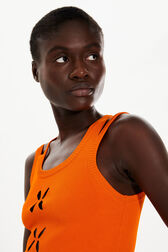 Women Knit Tank Top Coral details view 2