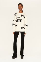 Pull grunge laine logo Sonia Rykiel femme Ecru vue de détail 2