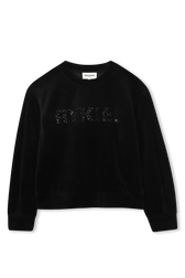 Black velvet sweatshirt Black front view