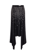 Studded skirt in asymmetrical jersey Black front view