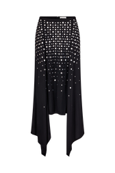 Jupe studs en jersey asymétrique Noir vue de face