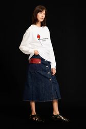 Sweat motif fleur logo Sonia Rykiel femme Blanc vue de détail 1
