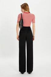 Pantalon piaf en crêpe envers satin Noir vue portée de dos