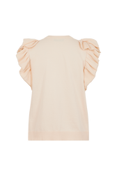Short-sleeved sweater with ruffles Vanilla back view